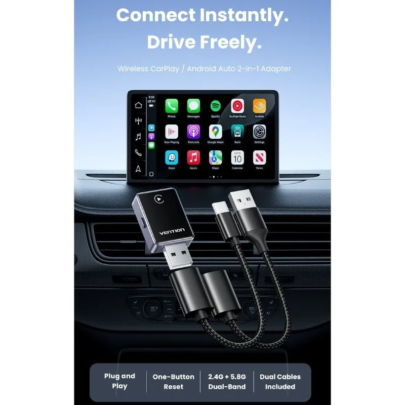 Adaptador CarPlay/Android Auto Inalámbrico Vention KRYH0, foto 2