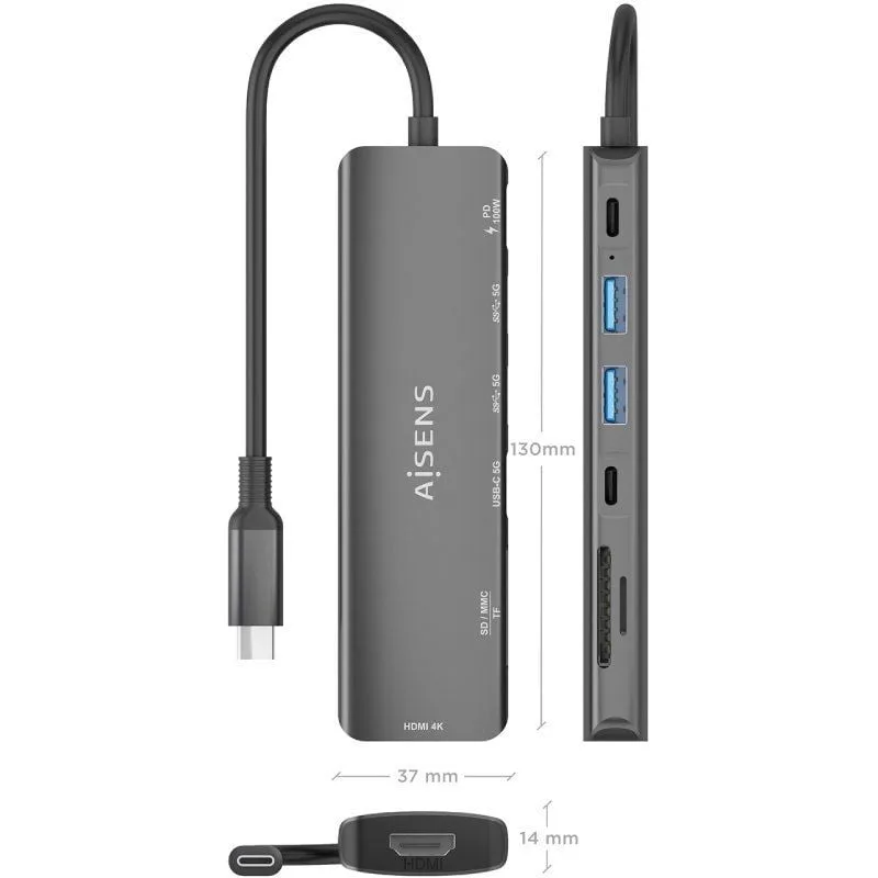 Docking USB Tipo-C Aisens ASUC-7P026-GR, foto 4