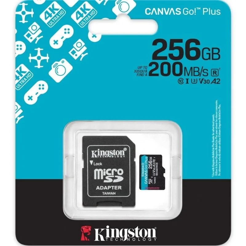 Tarjeta de Memoria Kingston CANVAS Go! Plus 256GB microSD XC con Adaptador, foto 3