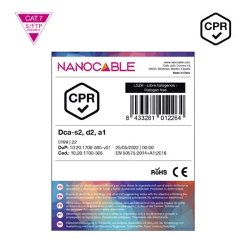 Bobina de Cable SFTP PIMF AWG23 Nanocable 10.20.1700-305 Cat.7, foto 5