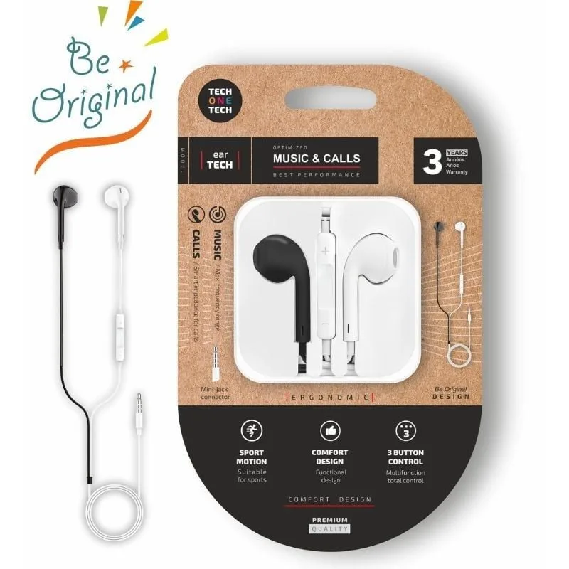 Auriculares Intrauditivos Tech One Tech earTECH B&W Be Original TEC1011