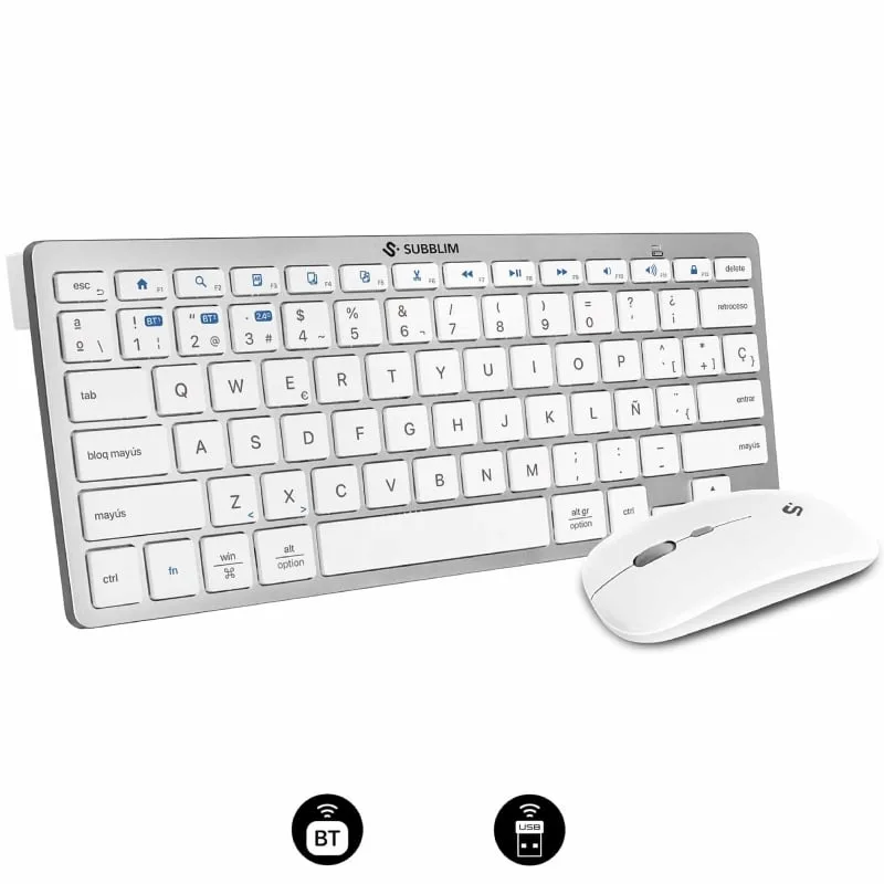 Teclado y Ratón Inalámbrico Subblim OCO015 Combo Multidispositivo Compacto PT