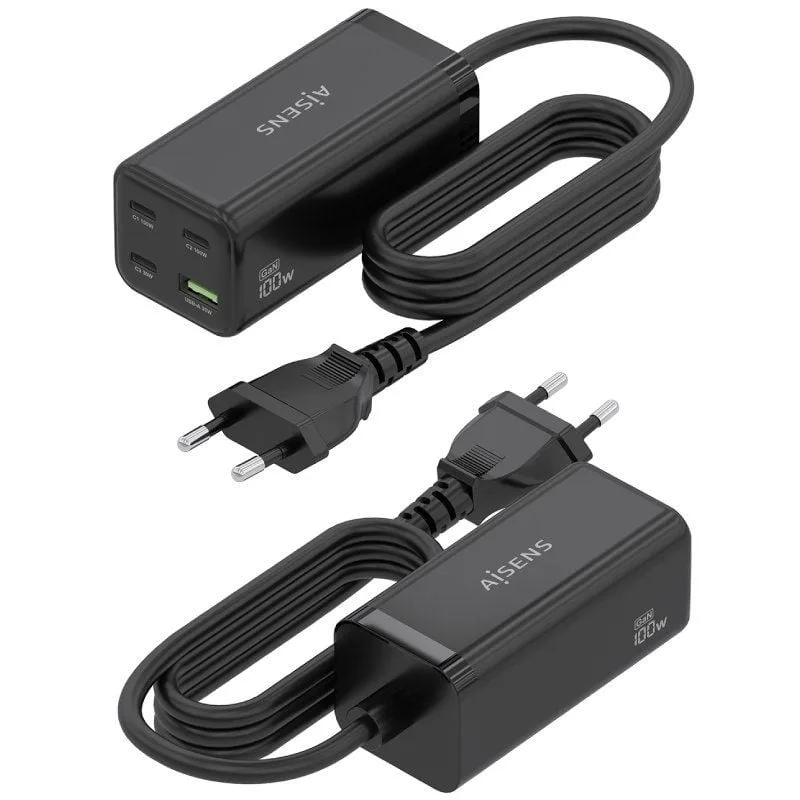Cargador Sobremesa GaN Aisens ASCH-100W4P054-BK, foto 3