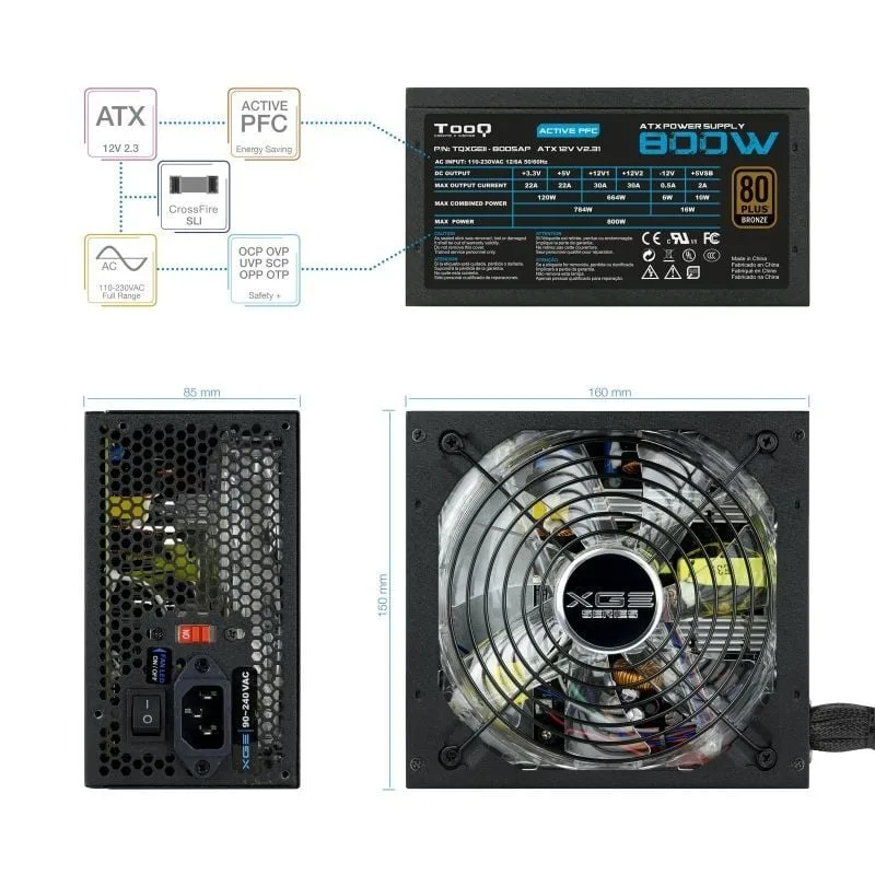 Fuente de Alimentación TooQ TQXGEII-800SAP, foto 3