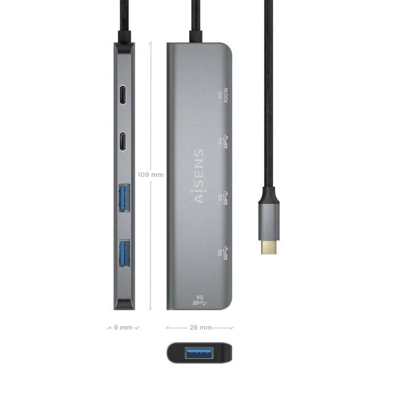 Hub USB Tipo-C Aisens A109-0857, foto 4