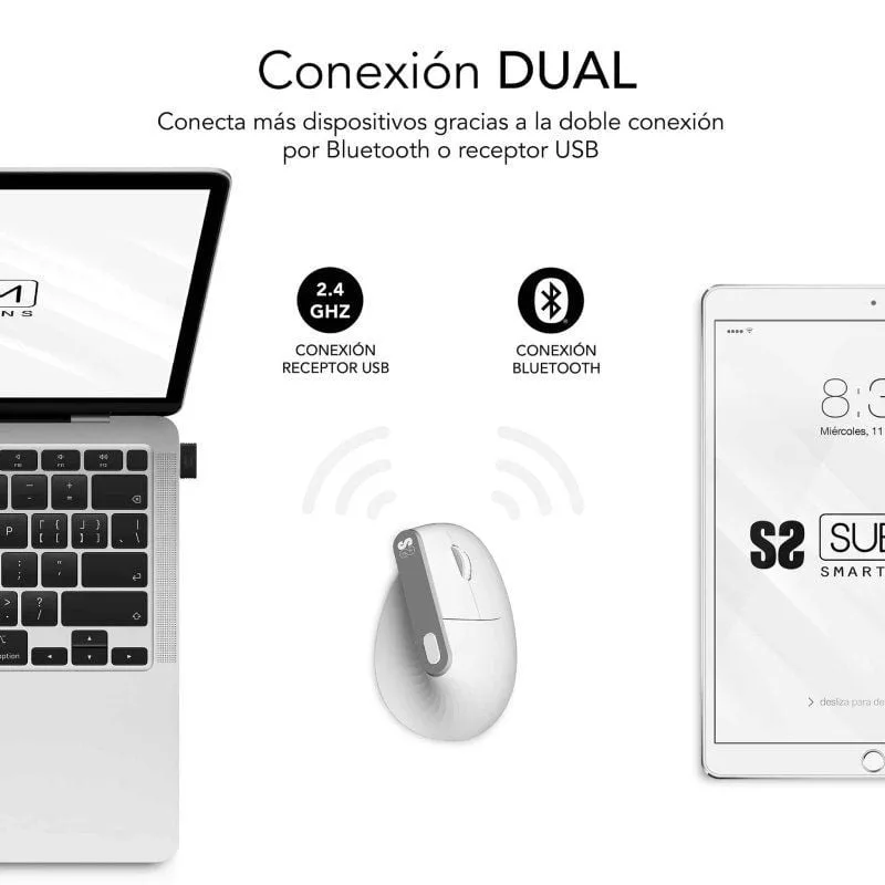 Ratón Vertical Inalámbrico Subblim Nature Vertical Ergo Dual Battery, foto 2