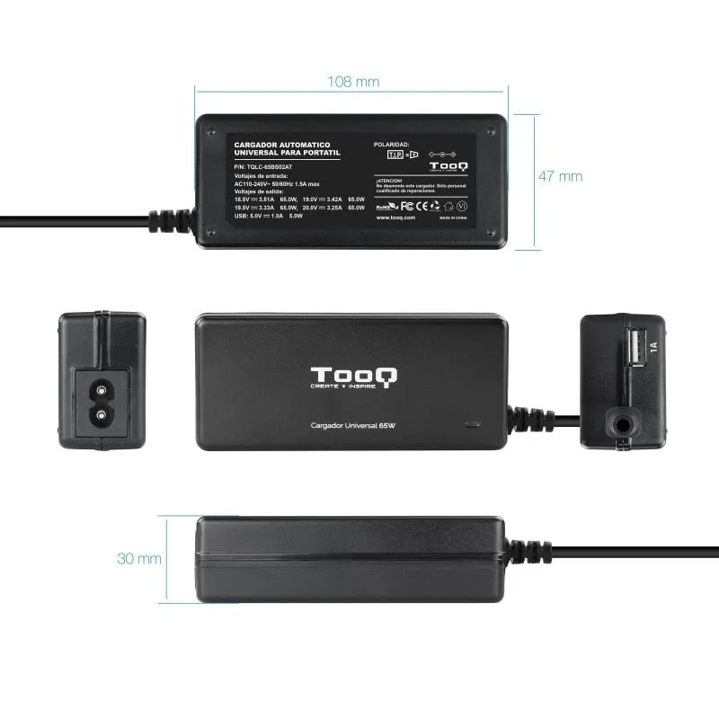 Cargador de Portátil TooQ TQLC-65BS02AT, foto 3