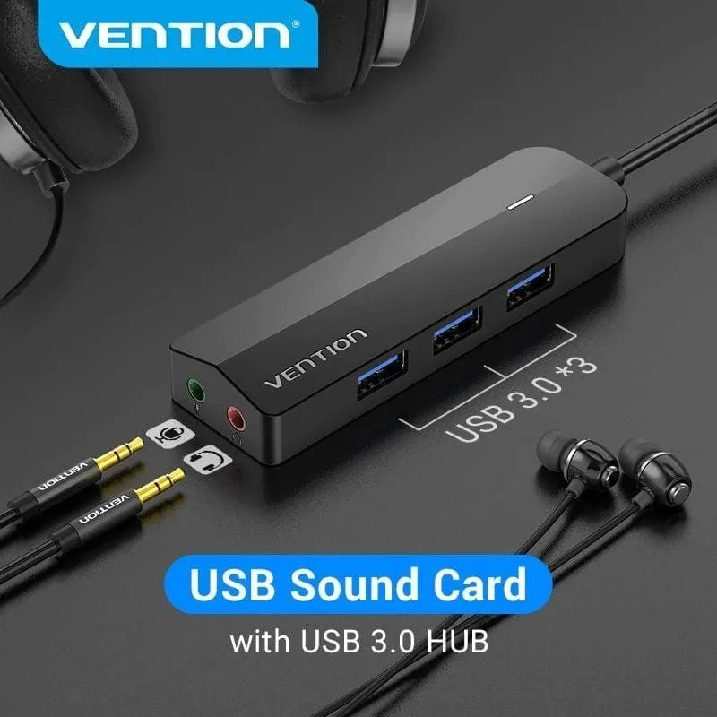 Hub USB 3.0 con Tarjeta de Sonido Vention CHIBB, foto 2