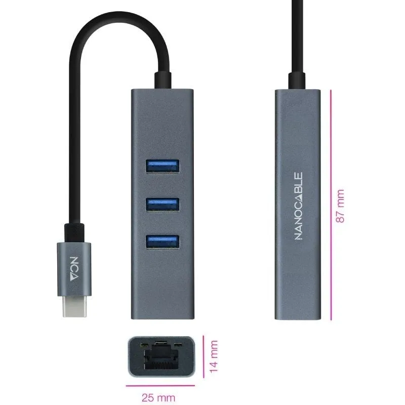 Hub USB Tipo-C Nanocable 10.03.0408, foto 2