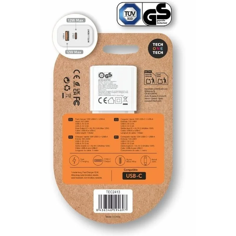 Cargador de Pared Tech One Tech TEC2413, foto 2