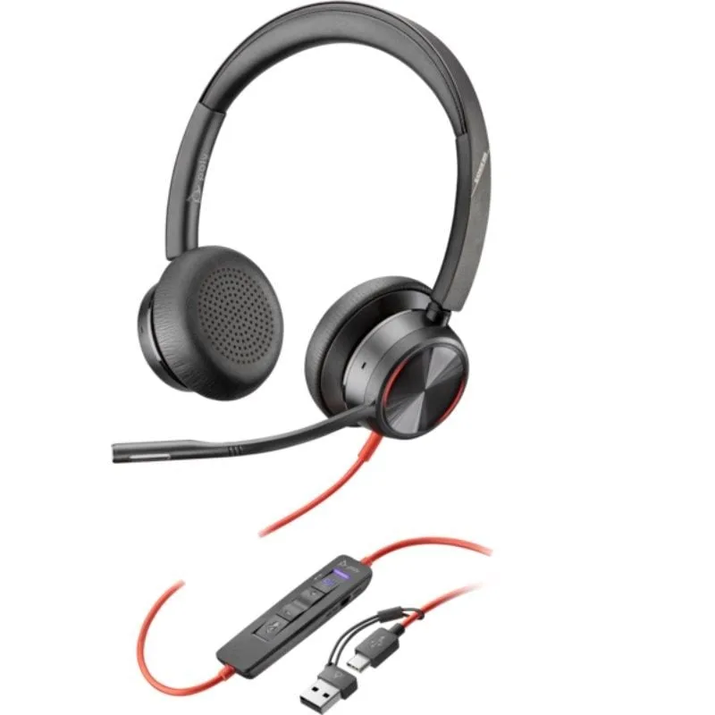 Auriculares Poly Blackwire 8225 para Microsoft Teams + Adaptador USB-C/A