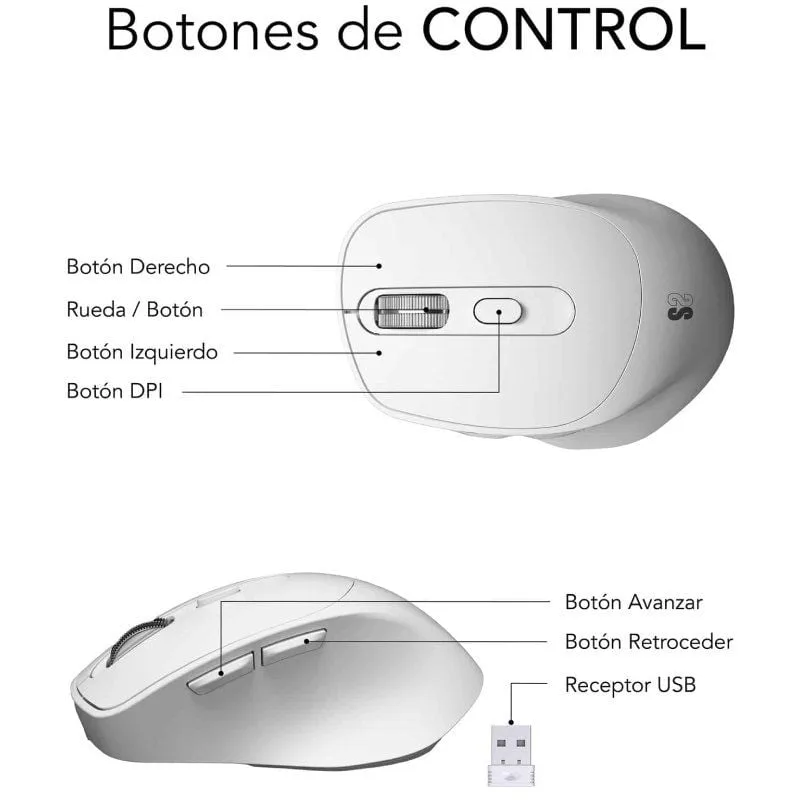 Ratón Ergonómico Inalámbrico Subblim Comfort Ergo Dual Battery, foto 2