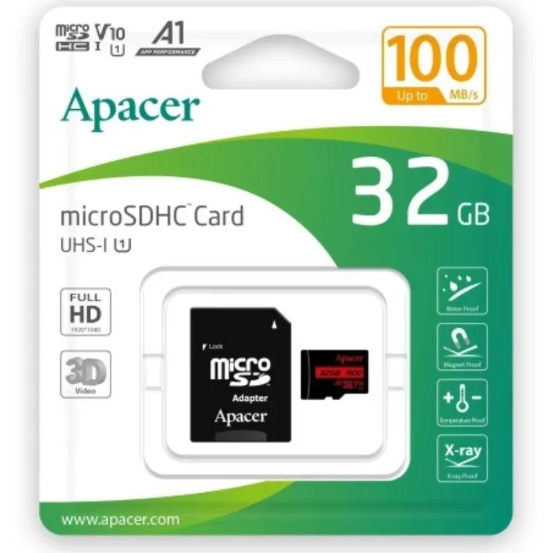 Tarjeta de Memoria Apacer 32GB microSD HC UHS 1 con Adaptador