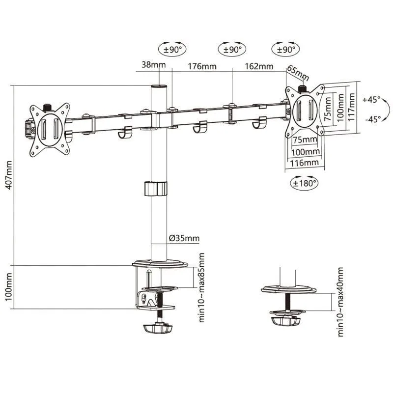 Soporte de Mesa para 2 Monitores o TV Aisens DT32TSR-149, foto 4