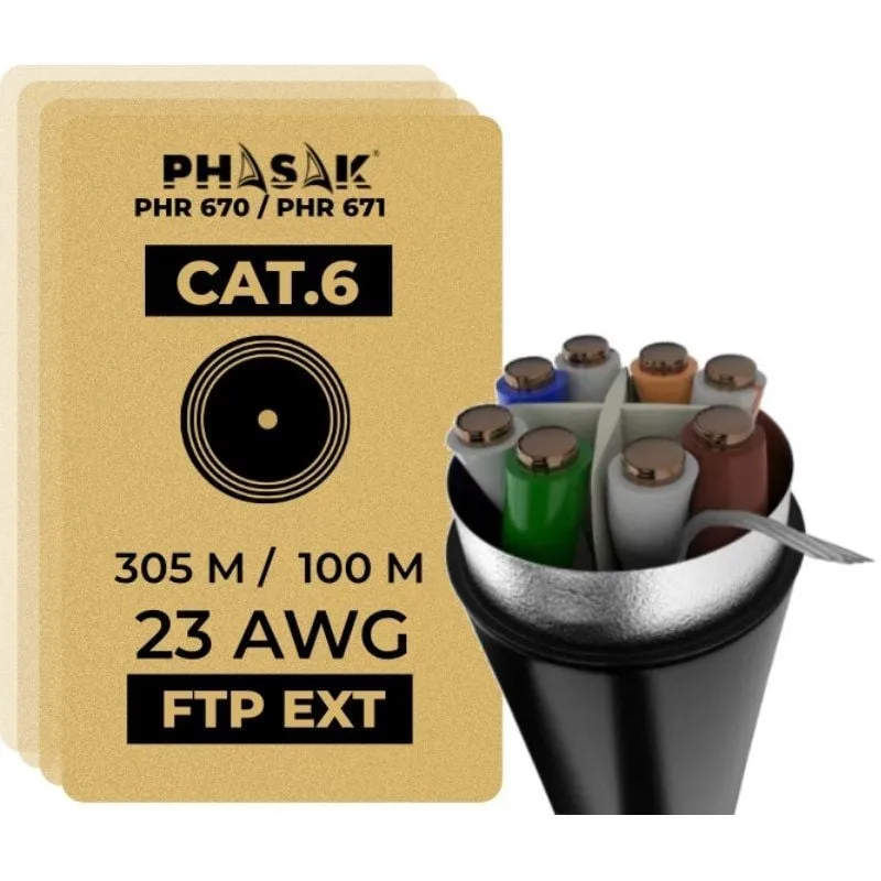 Bobina de Cable RJ45 FTP Phasak PHR 670 Cat.6, foto 2