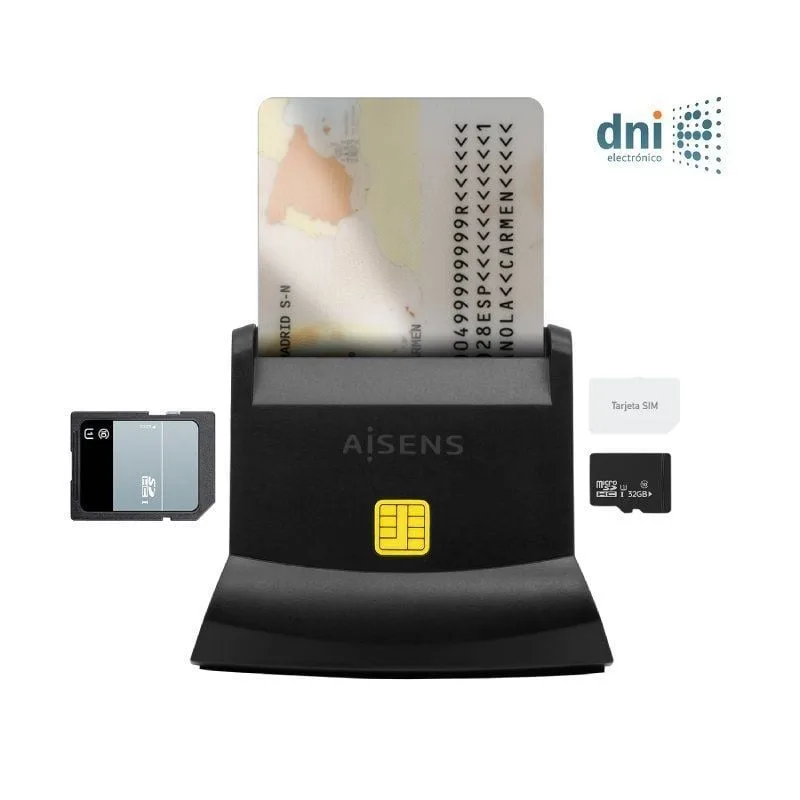 Lector de DNI y Tarjetas Aisens ASCR-SN04CSD-BK