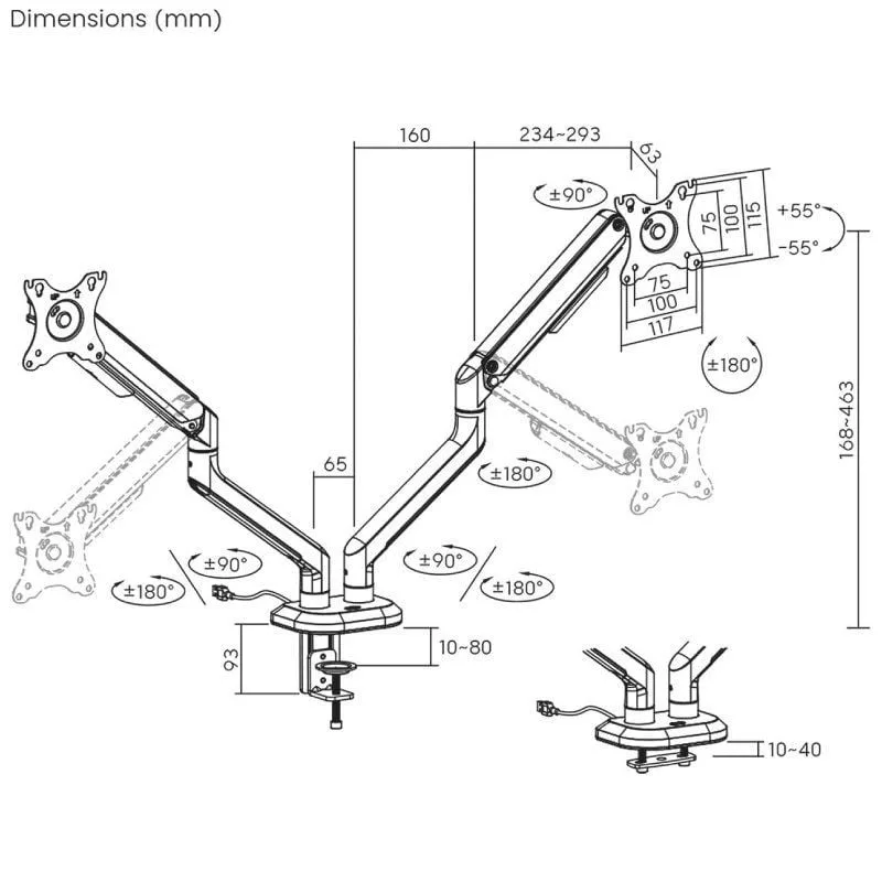 Soporte Gaming para 2 Monitores Aisens DT32TSR-297, foto 5