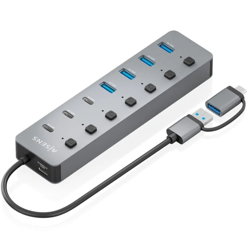Hub USB Tipo-C + USB 3.1 Aisens ASUC-8P043-GR