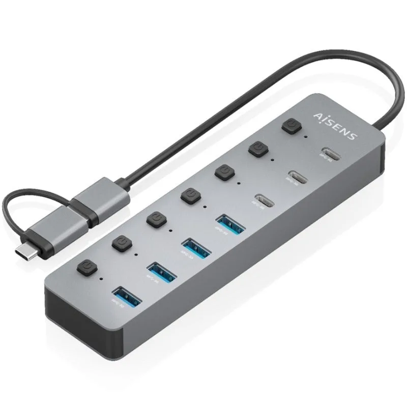 Hub USB Tipo-C + USB 3.1 Aisens ASUC-8P043-GR, foto 2