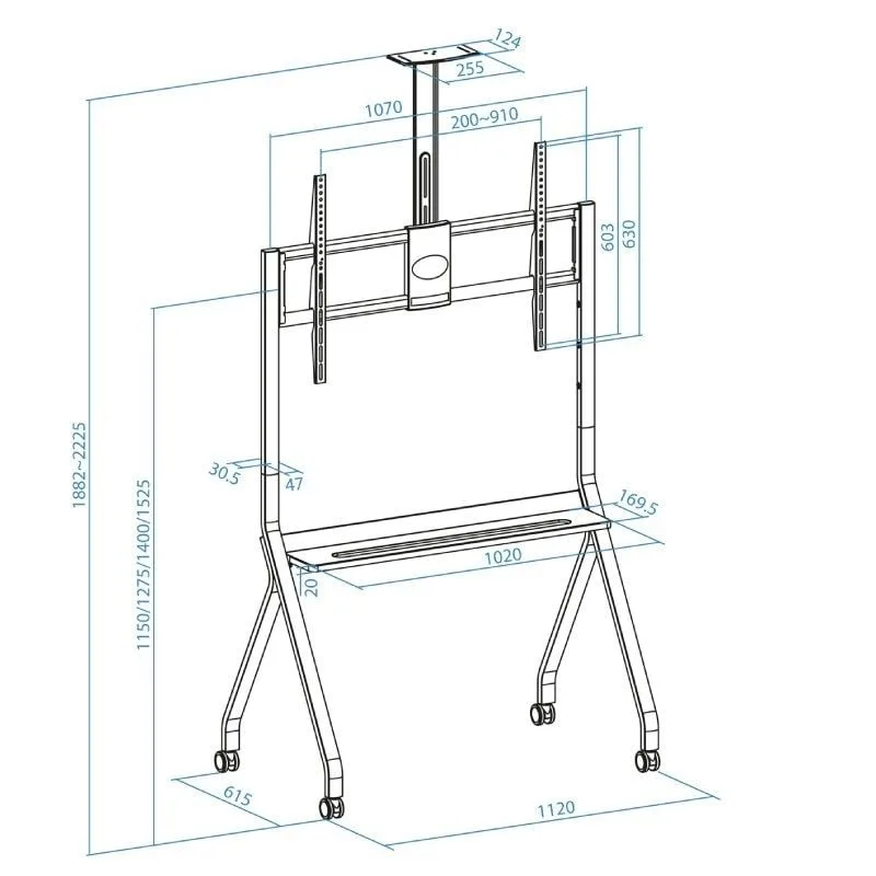 Soporte de Suelo con Ruedas TooQ FS20208M-B para TV de 55-100", foto 5