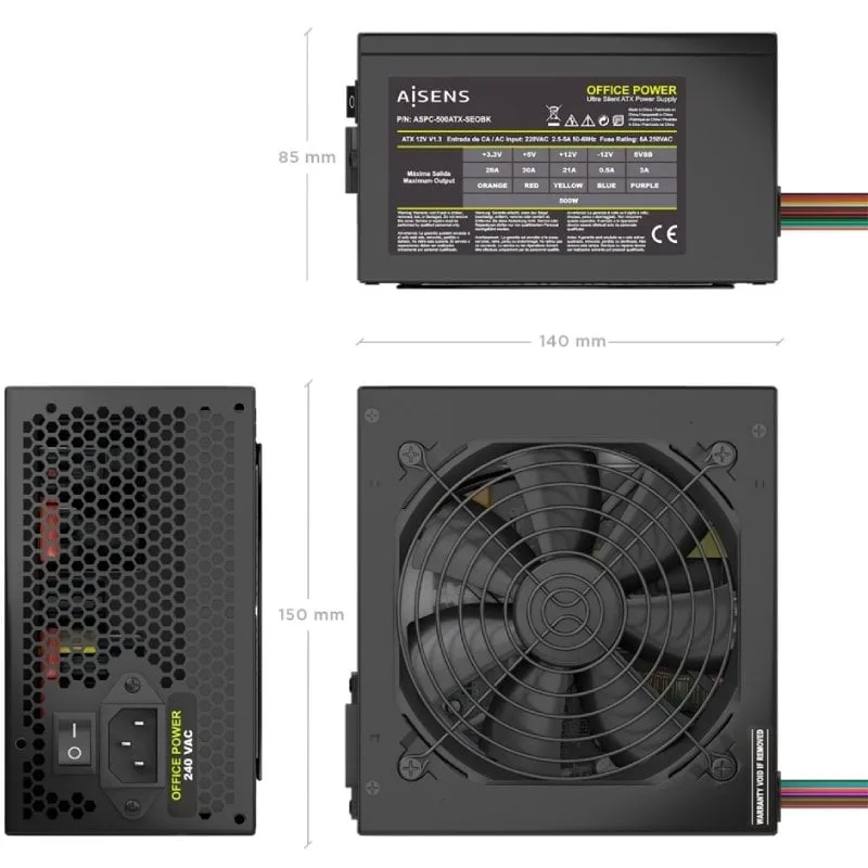 Fuente de Alimentación Aisens ASPC-500ATX-SEOBK, foto 3