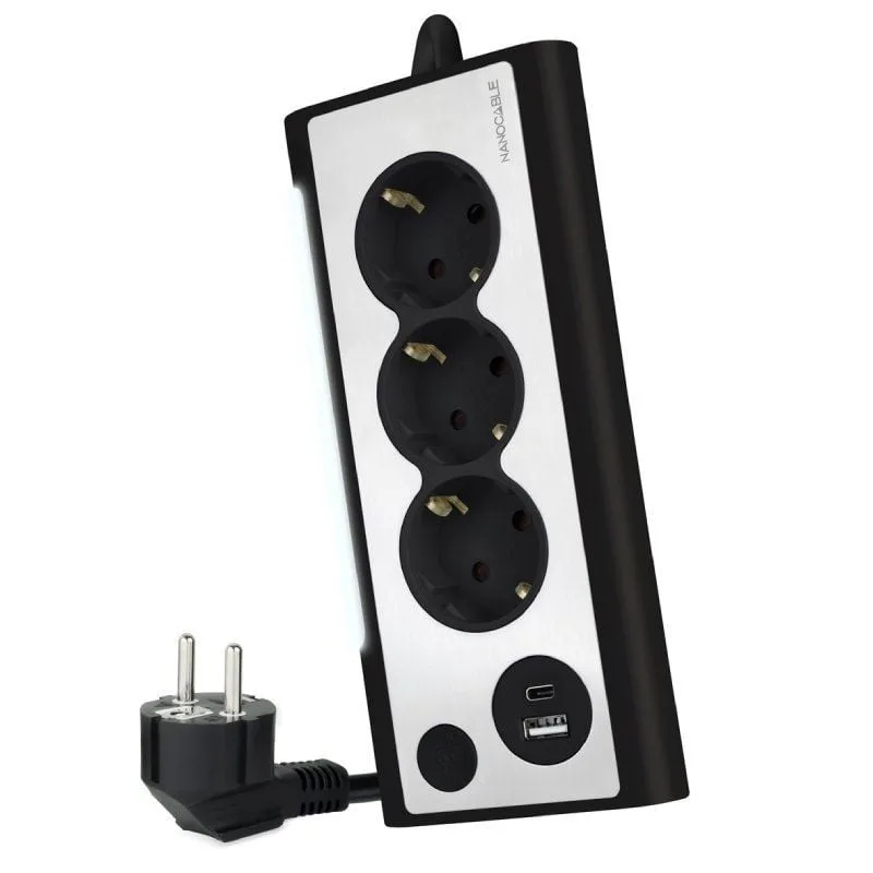 Regleta con Interruptor Nanocable 10.37.0013-BK