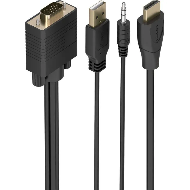 Cable Conversor Aisens A122-1014 SVGA Macho - USB Macho - Jack Macho