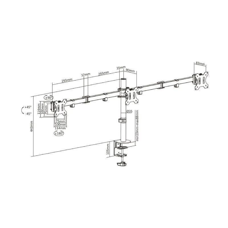 Soporte de Mesa para 3 Monitores Aisens DT27TSR-061, foto 5