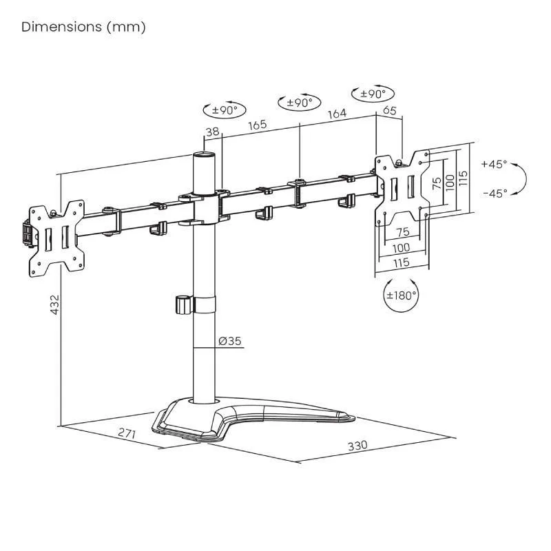 Soporte de Sobremesa para 2 Monitores Aisens DT32TSR-285, foto 4
