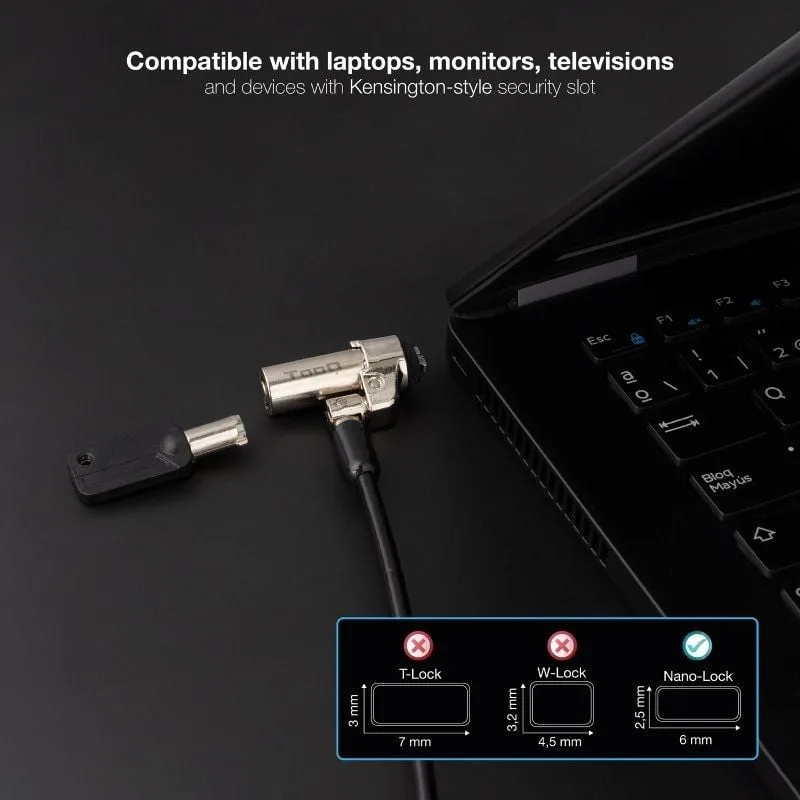 Cable de Seguridad Tipo NANO para Portátiles TooQ TQCLKC0045-G, foto 4