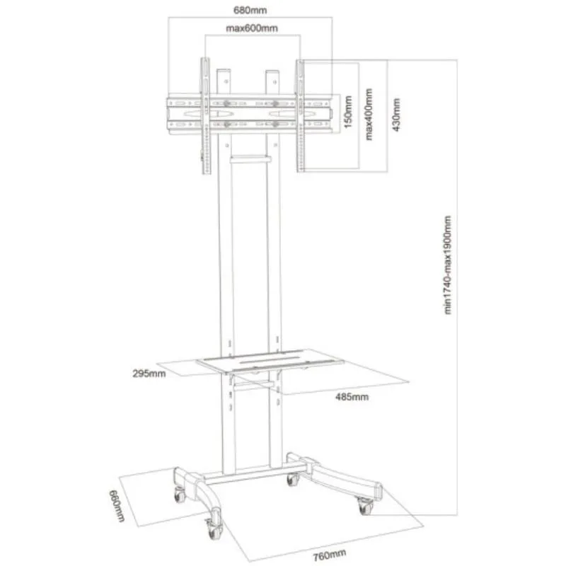 Soporte de Pie con Ruedas Approx appST05 para TV de 30-70", foto 4
