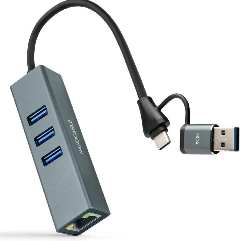 Hub USB + USB Tipo-C 3.0 Nanocable 10.03.0412