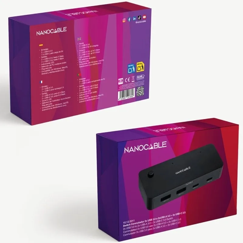 Switch Conmutador USB Nanocable 10.12.0011, foto 5