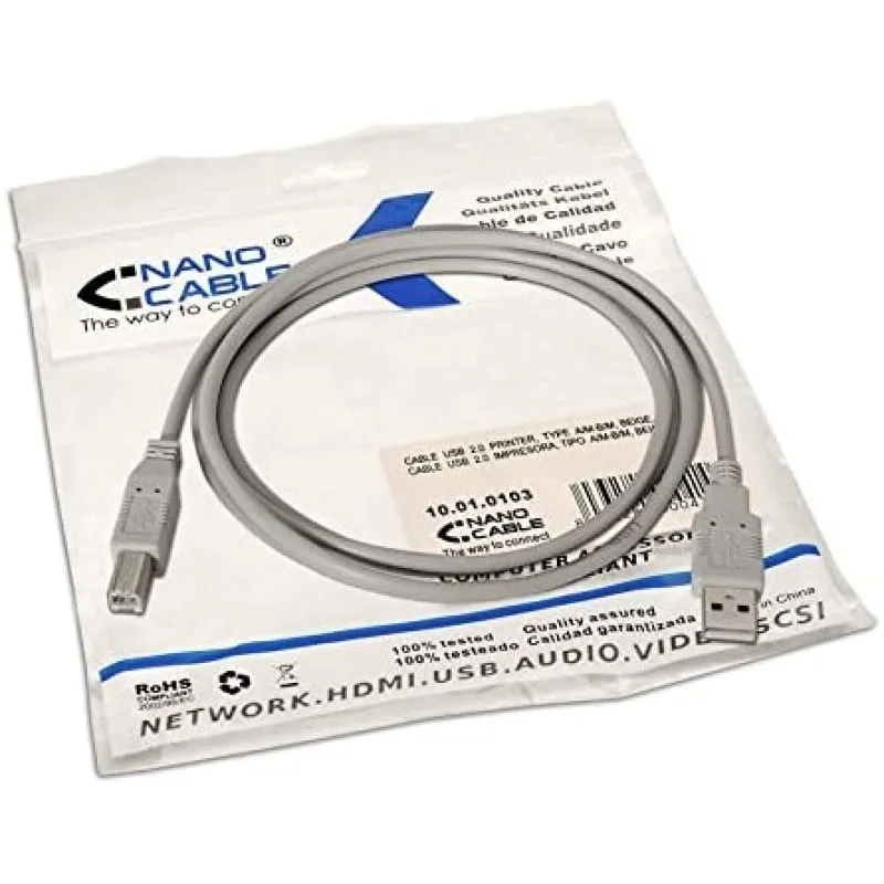 Cable USB 2.0 Impresora Nanocable 10.01.0103, foto 5