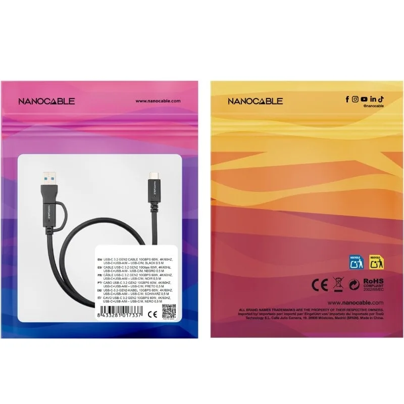 Cable USB 3.2 Tipo-C Nanocable 10.01.4801, foto 3