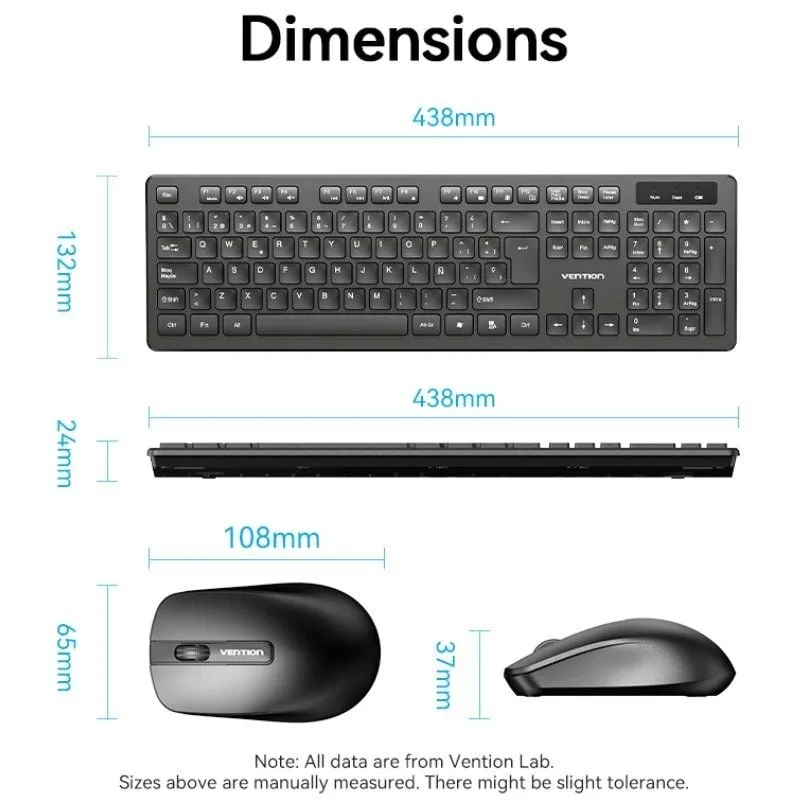 Teclado y Ratón Inalámbricos Vention Combo KTDB0-ES, foto 4