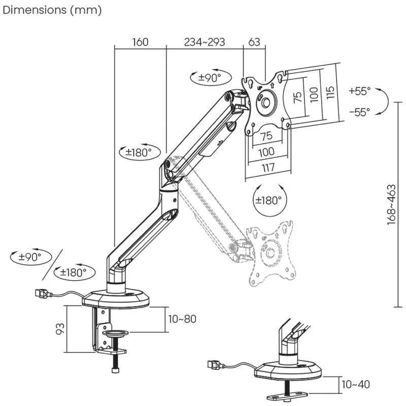 Soporte de Mesa Gaming con Contrapeso para Monitor Aisens DT32TSR-295, foto 4