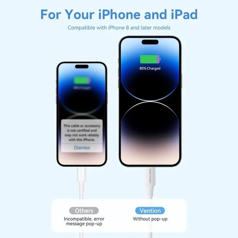 Cable USB 2.0 Tipo-C Lightning Vention LAJWF, foto 4