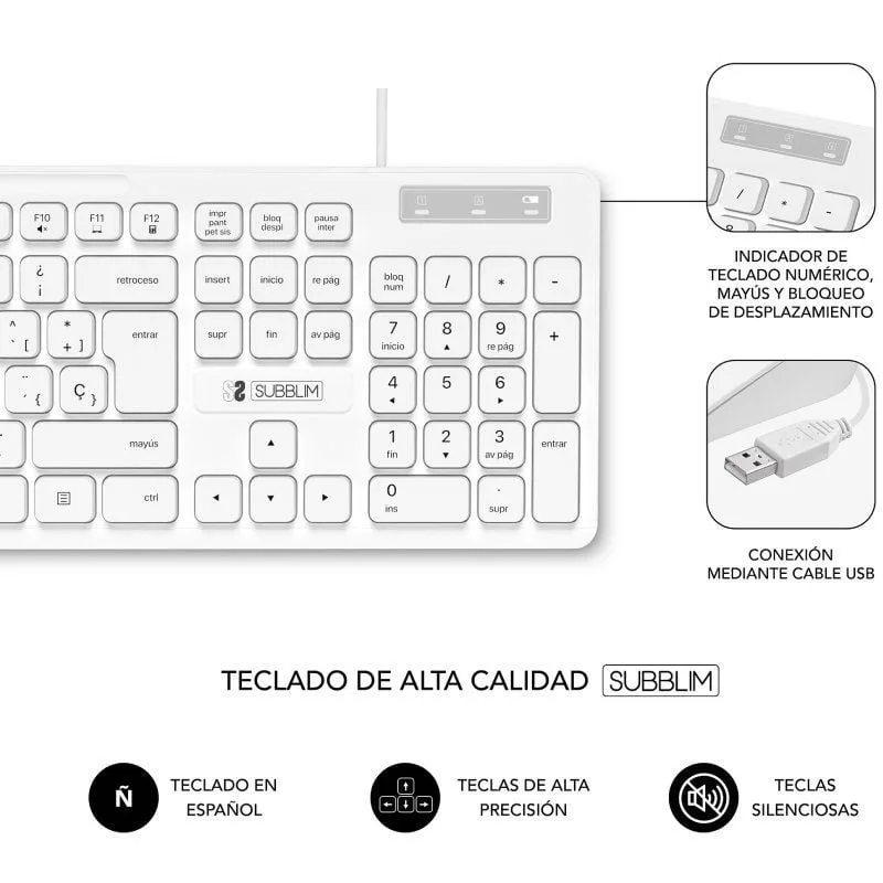 Teclado y Ratón Subblim Combo Business Slim Silencioso, foto 3