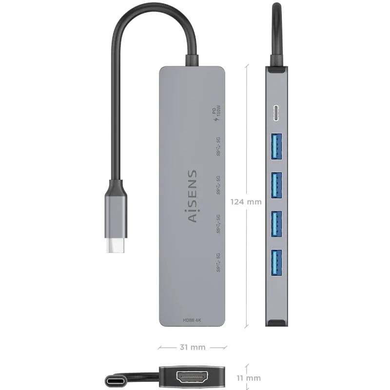 Docking USB Tipo-C Aisens ASUC-6P047-GR, foto 4