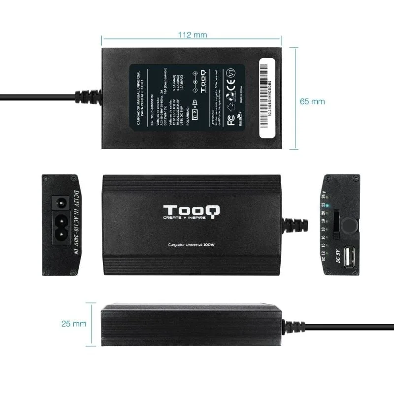 Cargador de Portátil TooQ TQLC-100BS01M, foto 3