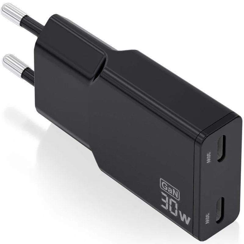 Cargador de Pared GaN Aisens ASCH-30W2P049-BK