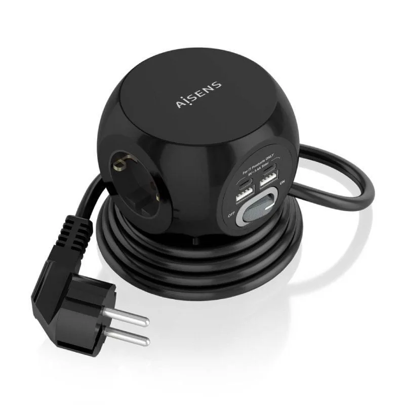 Regleta con Interruptor Aisens ASPS-2A2C05-BK