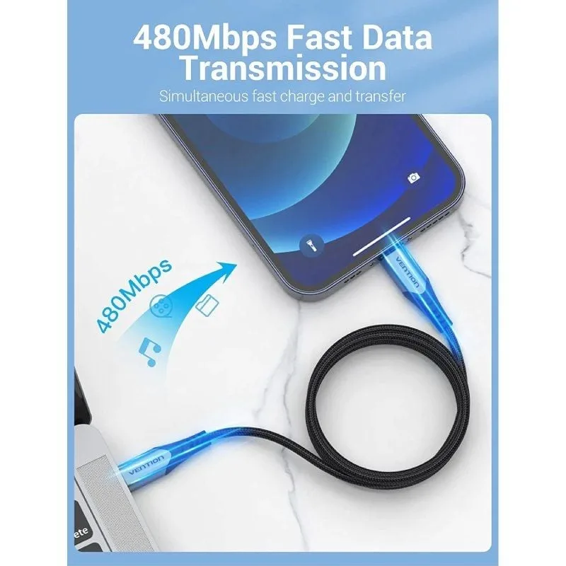 Cable USB 2.0 Tipo-C Lightning Vention TACHH, foto 3