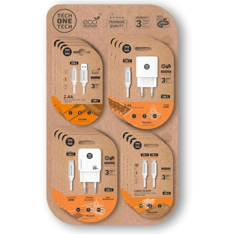 Expositor de Cargadores GaN y Cables Tech One Tech EKO 400801