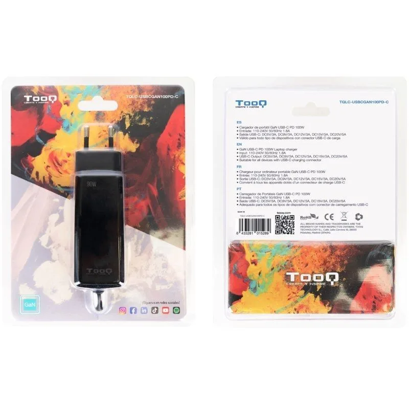 Cargador de Portátil GaN TooQ TQLC-USBCGAN100PD-C USB Tipo-C, foto 4