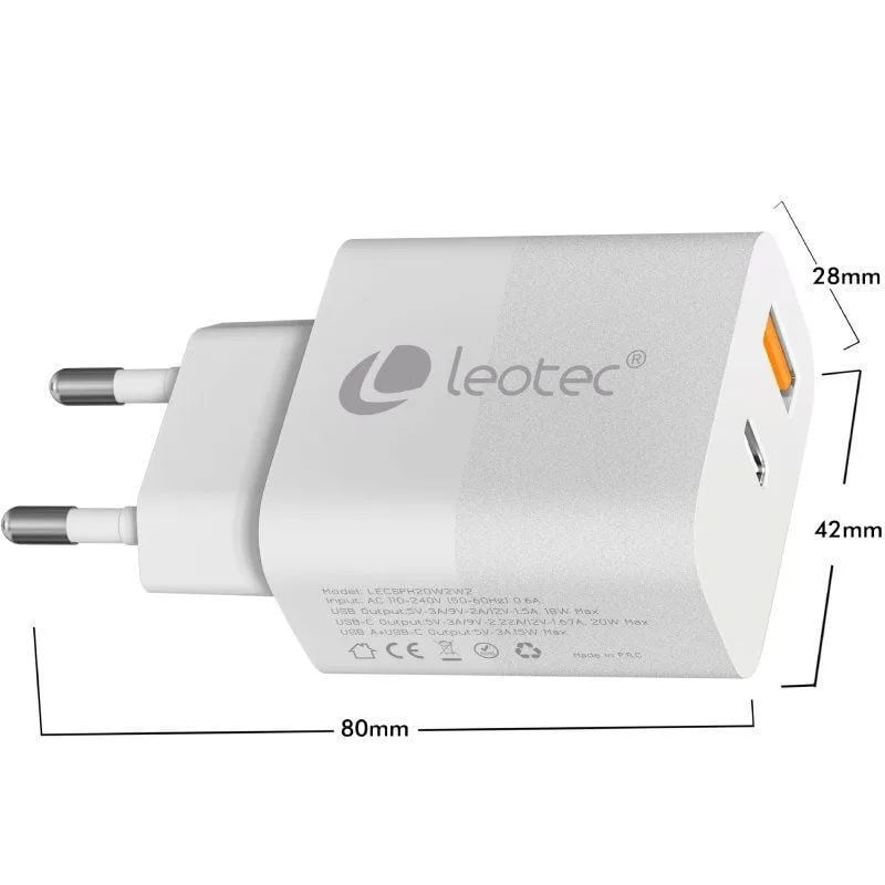 Cargador de Pared Leotec LECSPH20W2W2, foto 5