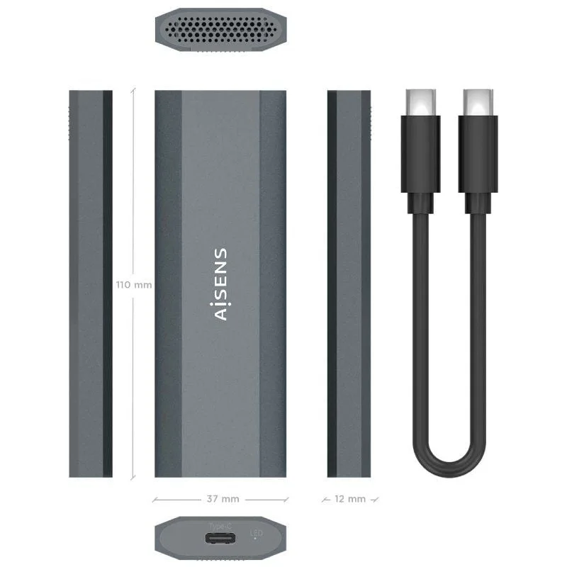 Caja Externa para Disco SSD M.2 NVMe Aisens ASM2-029GR, foto 3