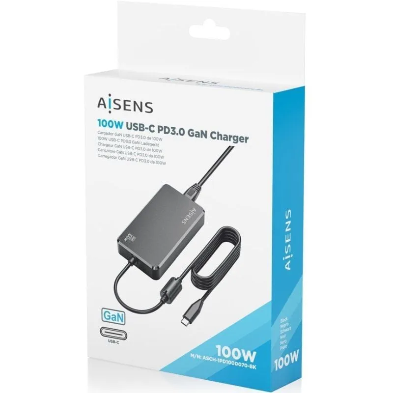 Cargador Sobremesa GaN Aisens ASCH-1PD100D070-BK, foto 5