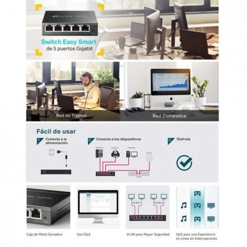 Switch TP-Link Easy Smart TL-SG105E 5 Puertos, foto 4